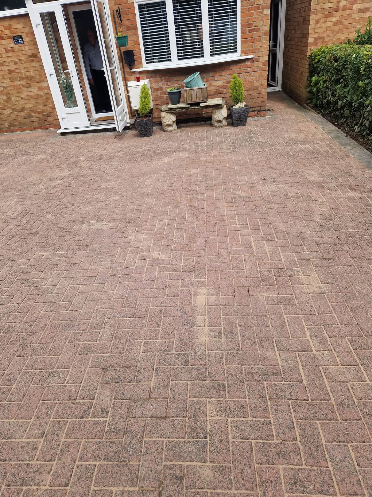 Block paved driveway after professional pressure washing in Redditch, Worcestershire