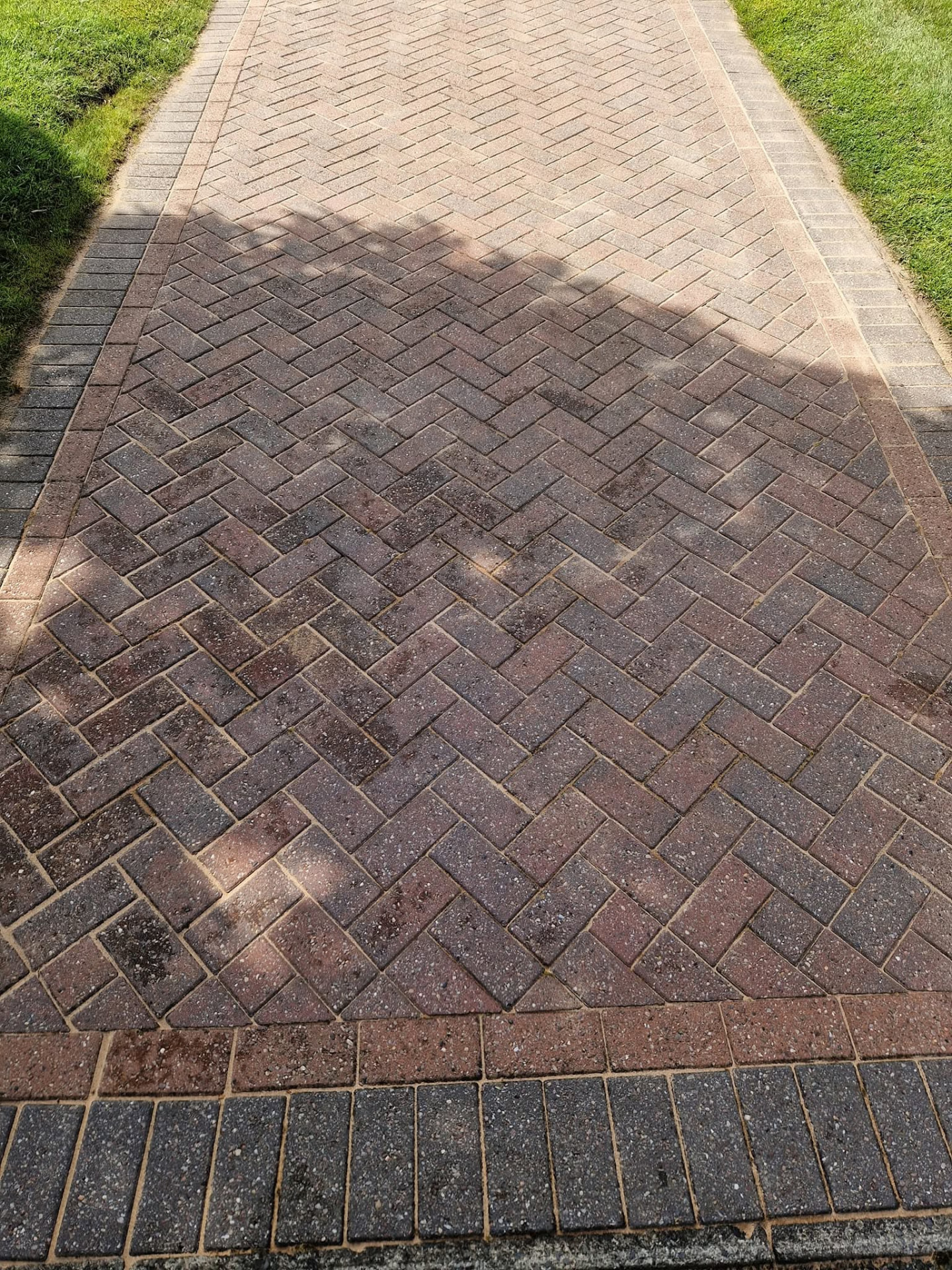Block paved driveway after professional pressure washing in Redditch, Worcestershire