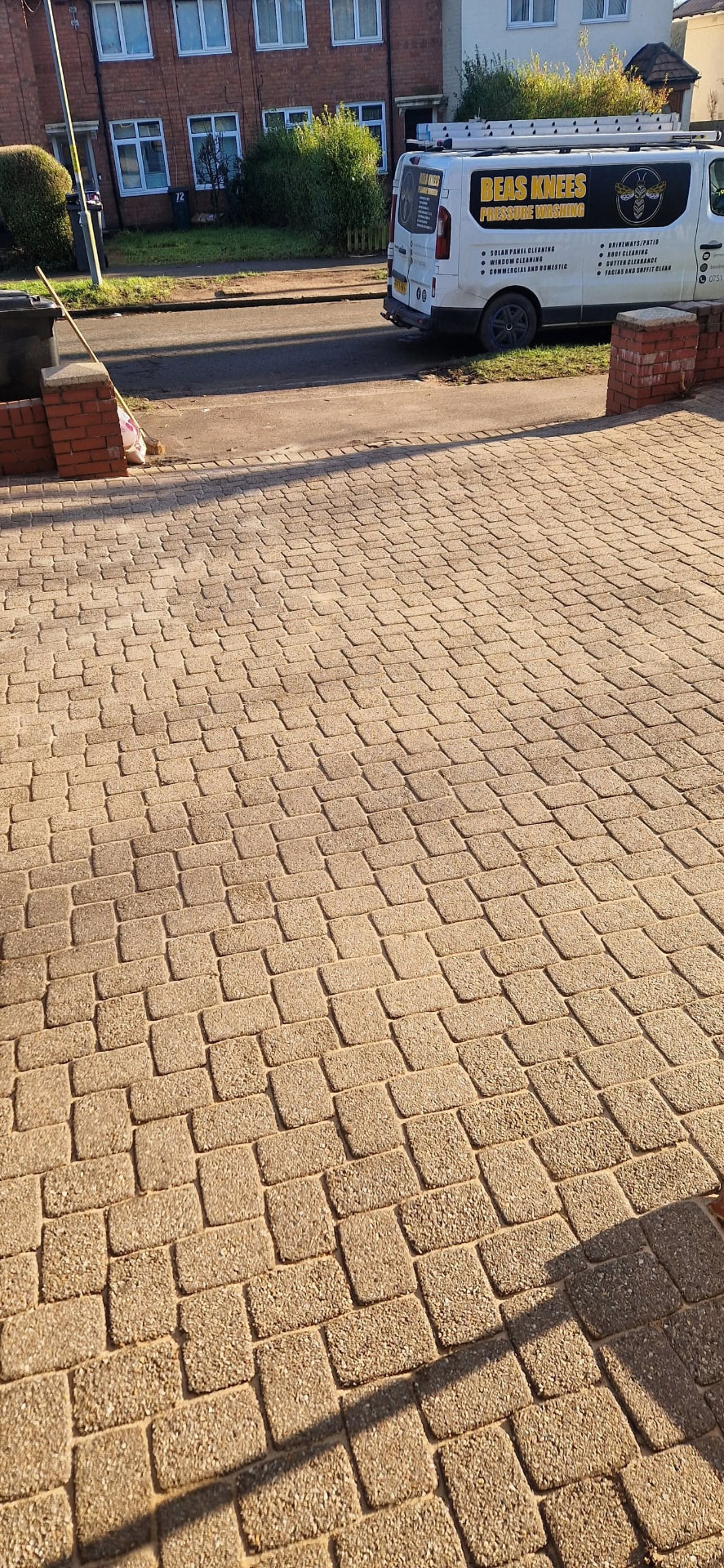 Block paved driveway after professional pressure washing in Redditch, Worcestershire