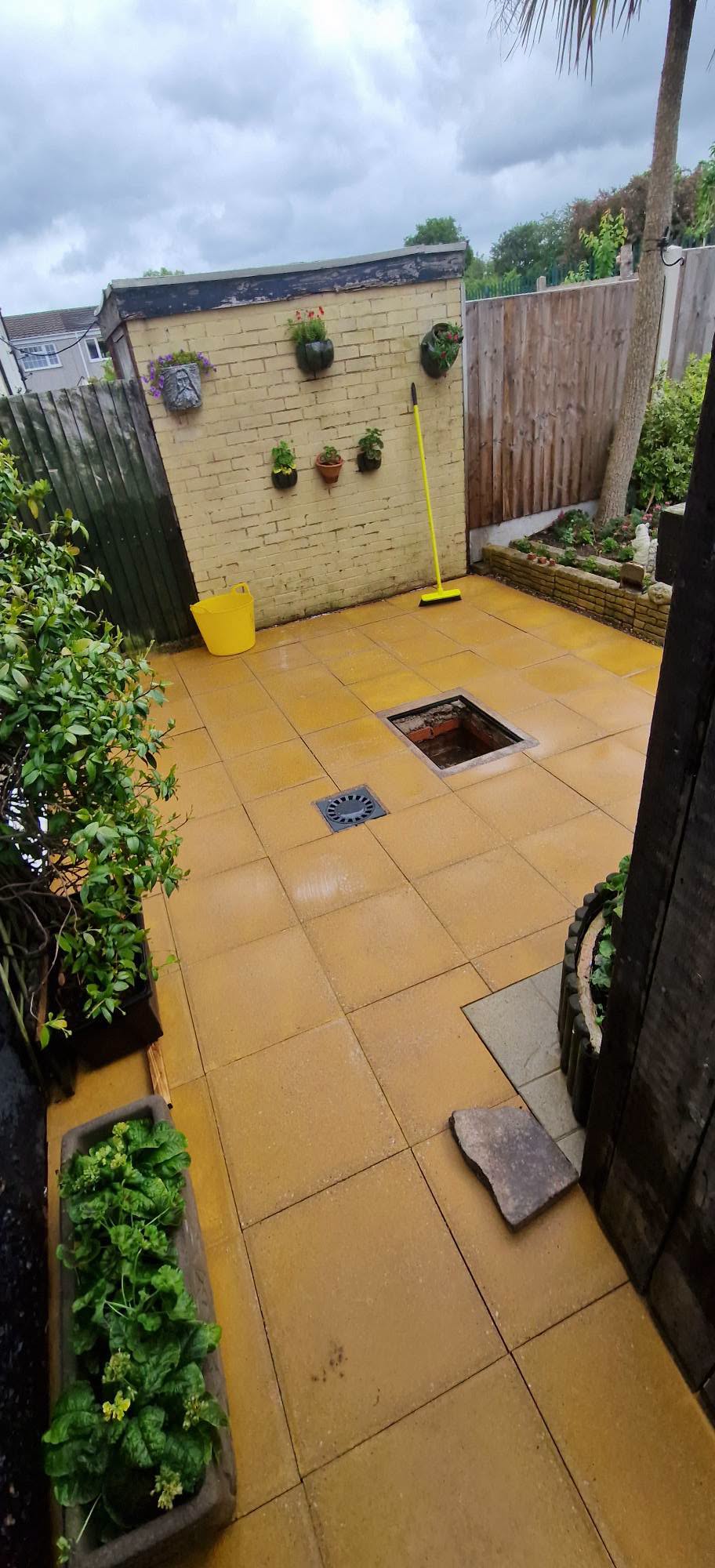 Restored sandstone patio after professional patio cleaning and rejointing in Redditch, Worcestershire