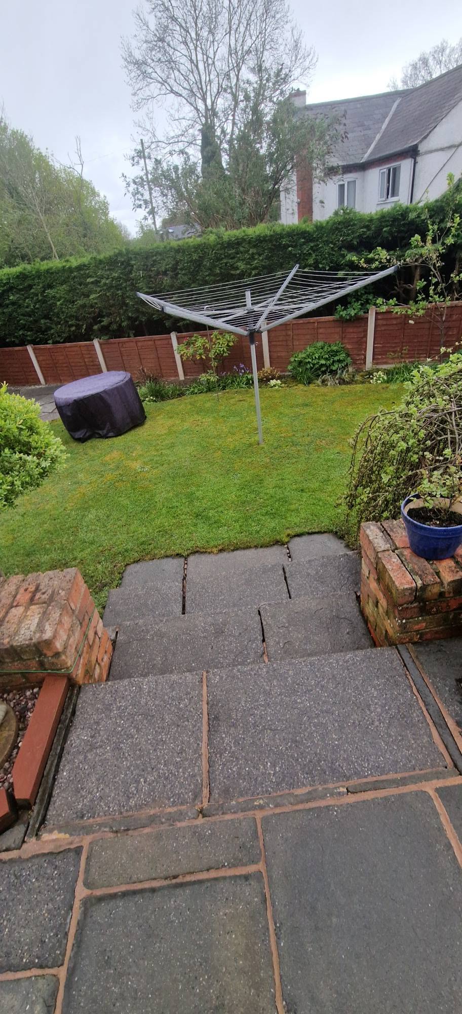 Restored sandstone patio after professional patio cleaning and rejointing in Redditch, Worcestershire