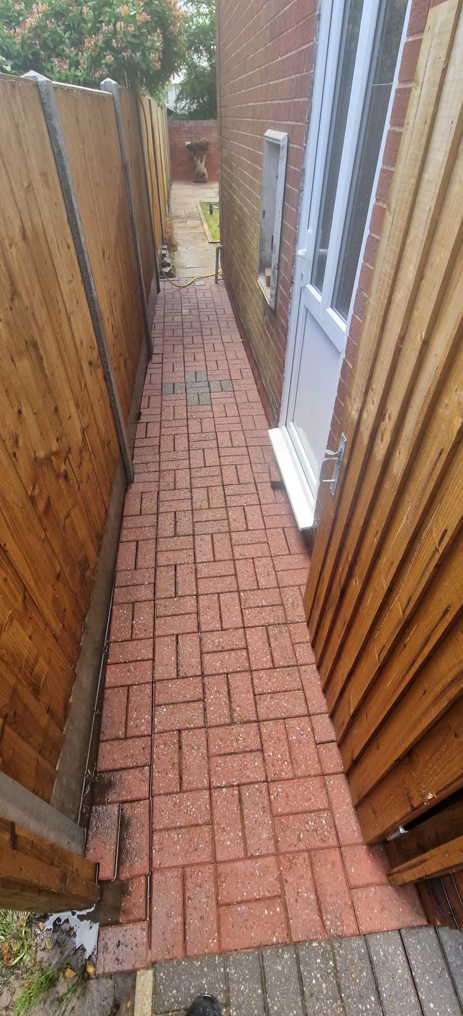 Block paved driveway after professional pressure washing in Redditch, Worcestershire