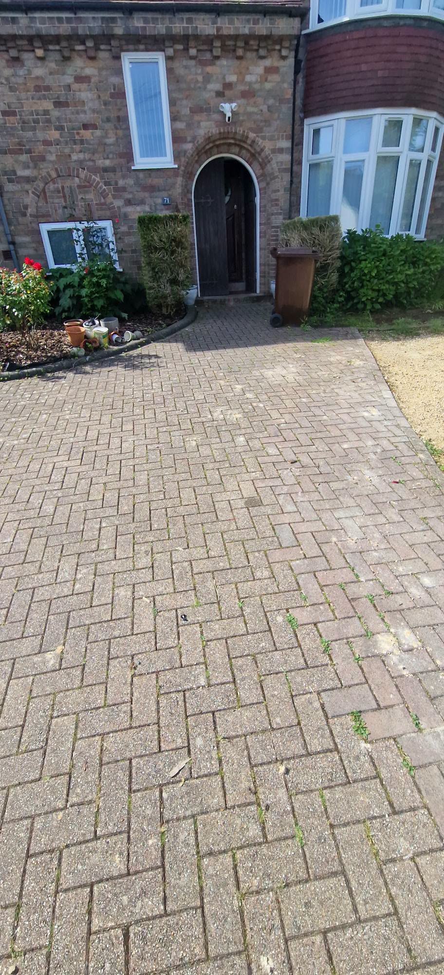 Block paved driveway after professional pressure washing in Redditch, Worcestershire