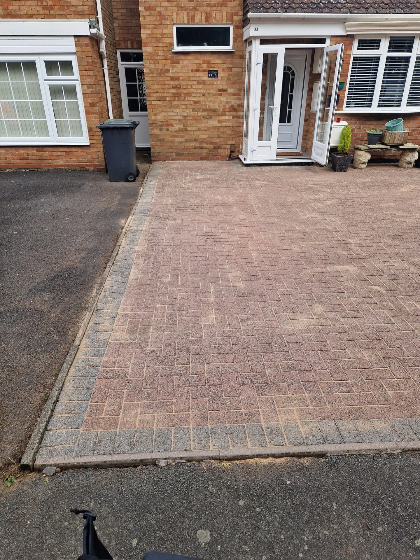 Block paved driveway after professional pressure washing in Redditch, Worcestershire