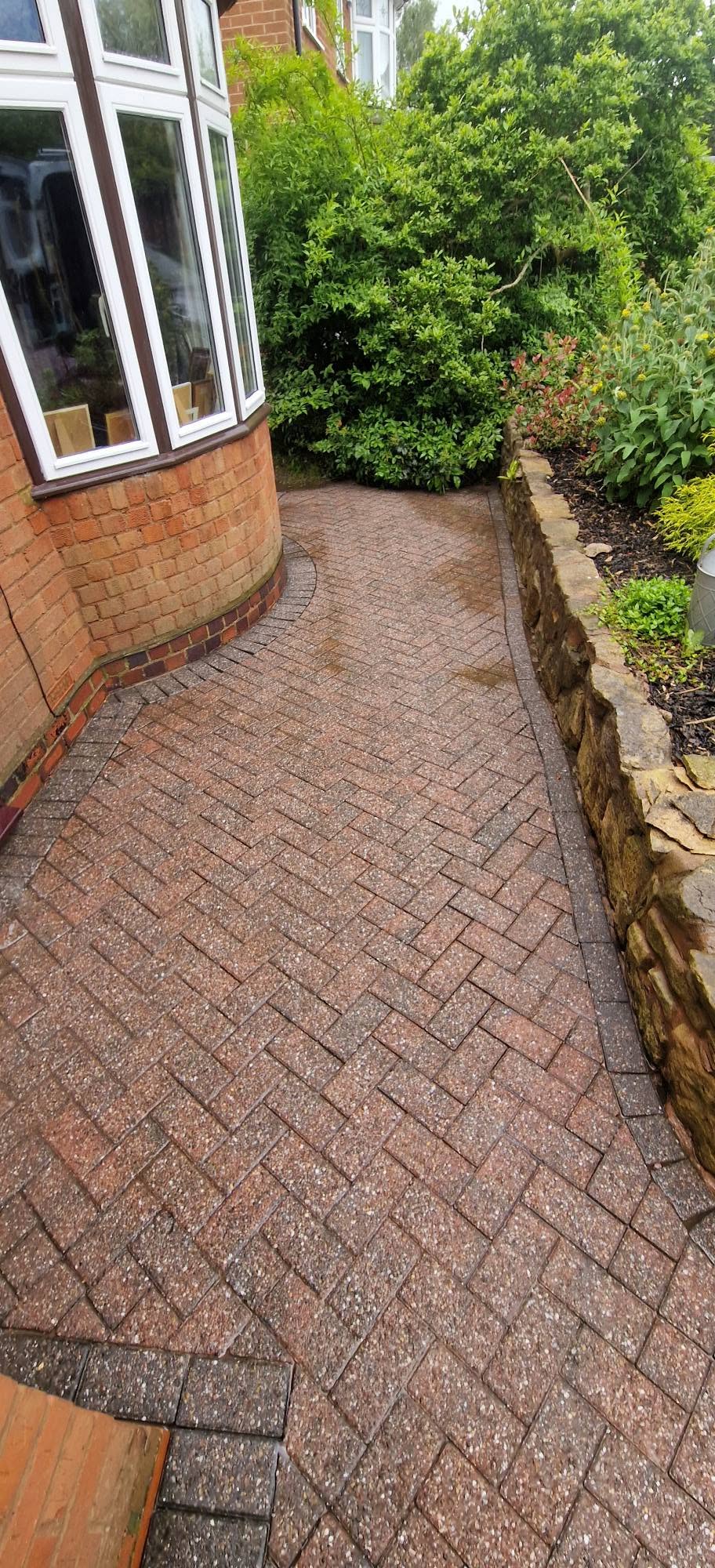 Block paved driveway after professional pressure washing in Redditch, Worcestershire