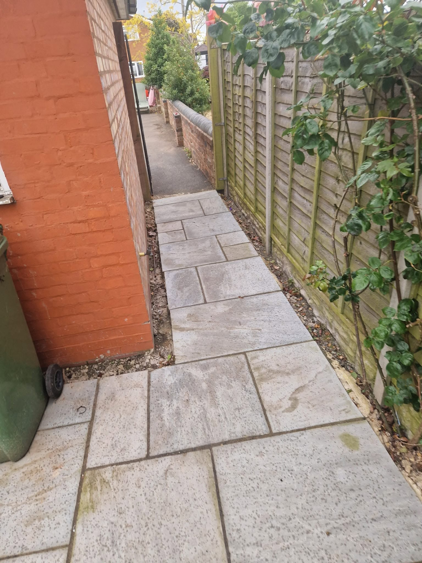 Restored sandstone patio after professional patio cleaning and rejointing in Redditch, Worcestershire
