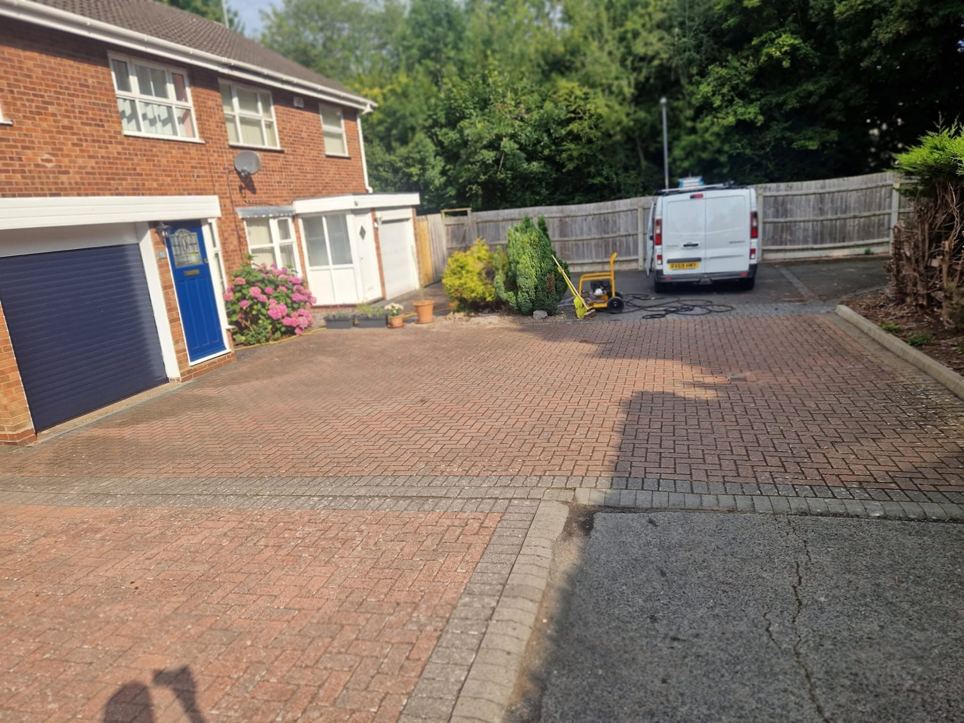 Block paved driveway after professional pressure washing in Redditch, Worcestershire