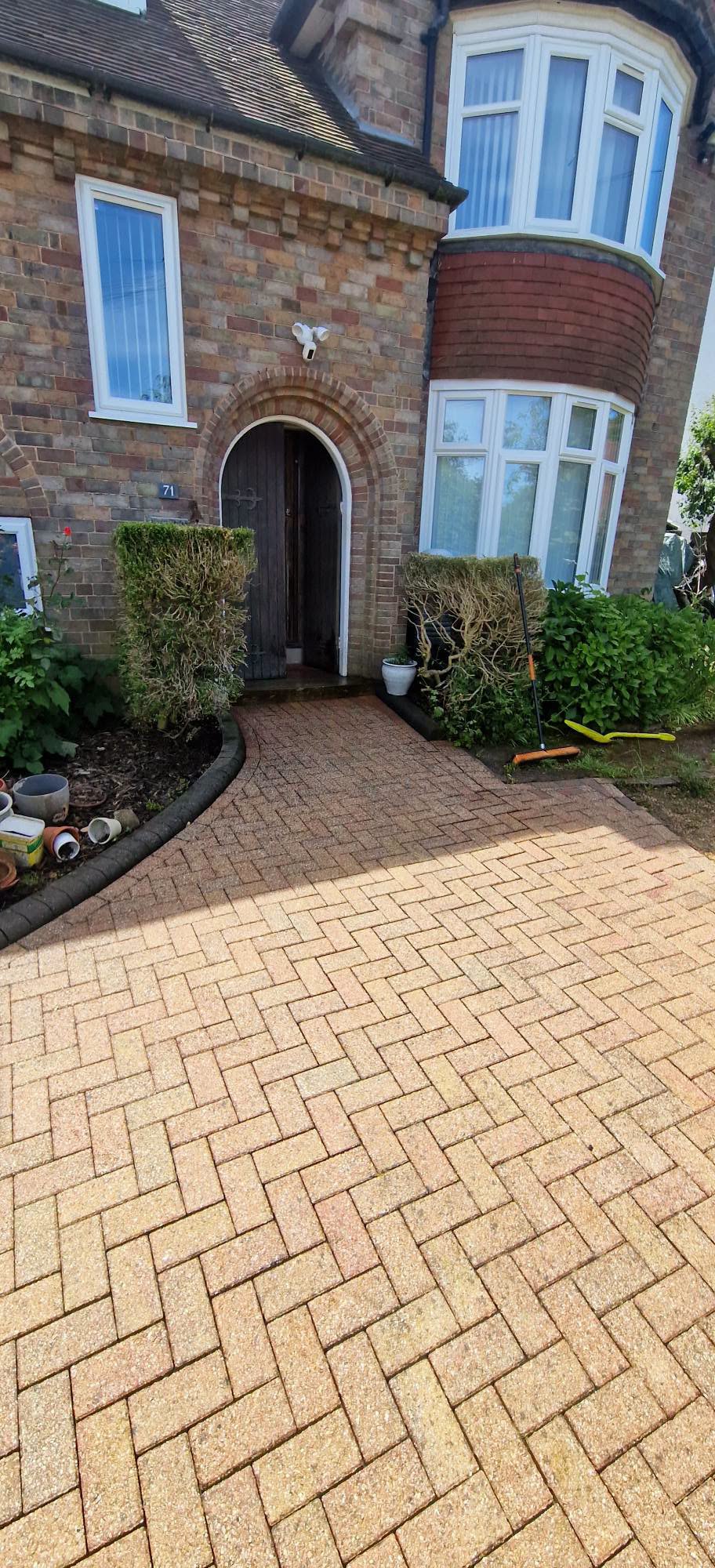 Block paved driveway after professional pressure washing in Redditch, Worcestershire