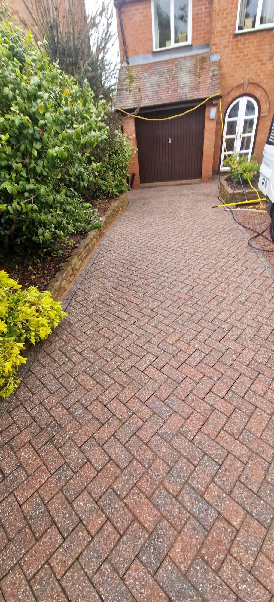 Block paved driveway after professional pressure washing in Redditch, Worcestershire
